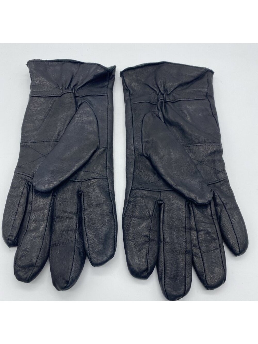 Womens Genuine Leather Black Gloves Size L Fleece Lined Winter Dress Gloves